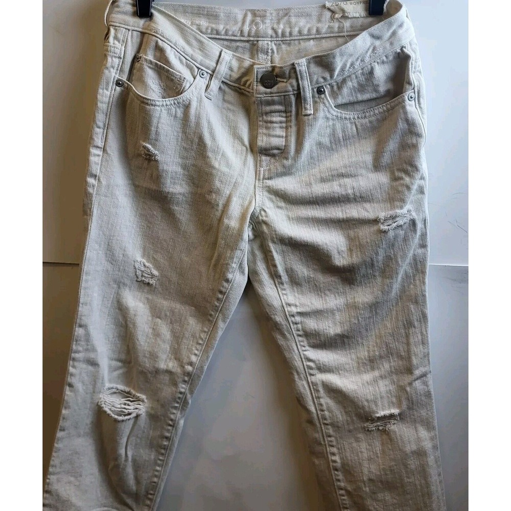 "Loft "Ann Taylor, Beige Distressed, Boy Friend Jeans,‎ Size 25/0
